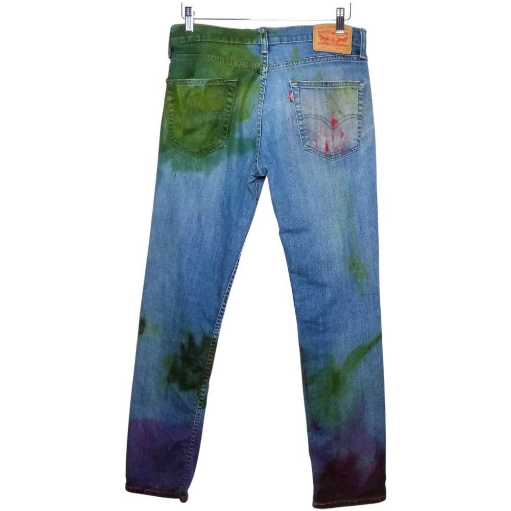 LEVI'S 511 2015 INDIVIDUALIZED Jeans Slim Fit Zip "STEPPED IN IT" - W31 L32 - Picture 4 of 11